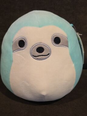 Squishmallow Plush Sloth Pillow - Aqua & Cream Cute Face "Aqua"